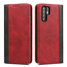 Funda de Cuero Cartera con Soporte Carcasa T11 para Huawei P30 Pro New Edition Rojo