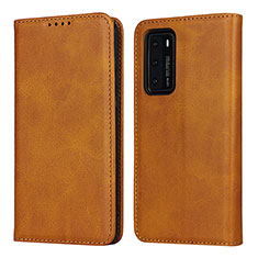 Funda de Cuero Cartera con Soporte Carcasa T11 para Huawei P40 Naranja