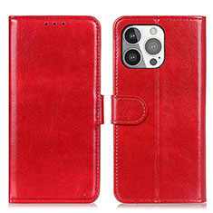 Funda de Cuero Cartera con Soporte Carcasa T12 para Apple iPhone 13 Pro Rojo