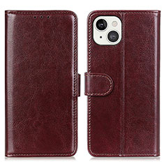 Funda de Cuero Cartera con Soporte Carcasa T12 para Apple iPhone 14 Marron