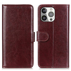 Funda de Cuero Cartera con Soporte Carcasa T12 para Apple iPhone 14 Pro Marron