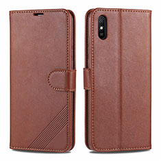 Funda de Cuero Cartera con Soporte Carcasa T12 para Xiaomi Redmi 9i Marron