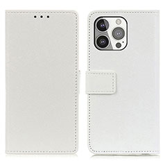 Funda de Cuero Cartera con Soporte Carcasa T14 para Apple iPhone 13 Pro Blanco