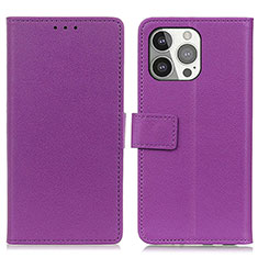 Funda de Cuero Cartera con Soporte Carcasa T14 para Apple iPhone 13 Pro Max Morado