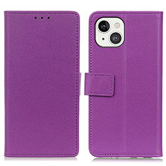 Funda de Cuero Cartera con Soporte Carcasa T14 para Apple iPhone 15 Morado