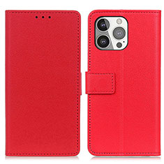 Funda de Cuero Cartera con Soporte Carcasa T14 para Apple iPhone 16 Pro Max Rojo