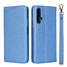 Funda de Cuero Cartera con Soporte Carcasa T14 para Huawei Honor 20S Azul