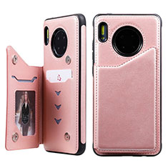 Funda de Cuero Cartera con Soporte Carcasa T14 para Huawei Mate 30 5G Oro Rosa