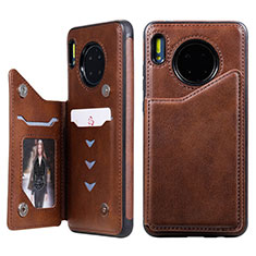 Funda de Cuero Cartera con Soporte Carcasa T14 para Huawei Mate 30 Pro 5G Marron