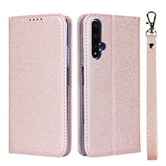 Funda de Cuero Cartera con Soporte Carcasa T14 para Huawei Nova 5T Oro Rosa