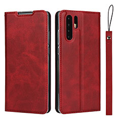 Funda de Cuero Cartera con Soporte Carcasa T14 para Huawei P30 Pro New Edition Rojo