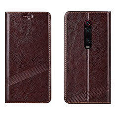 Funda de Cuero Cartera con Soporte Carcasa T14 para Xiaomi Mi 9T Marron