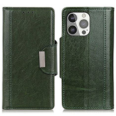 Funda de Cuero Cartera con Soporte Carcasa T15 para Apple iPhone 13 Pro Verde