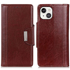 Funda de Cuero Cartera con Soporte Carcasa T15 para Apple iPhone 15 Marron