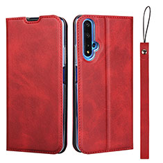 Funda de Cuero Cartera con Soporte Carcasa T15 para Huawei Honor 20S Rojo