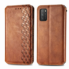 Funda de Cuero Cartera con Soporte Carcasa T16 para Xiaomi Poco M3 Marron