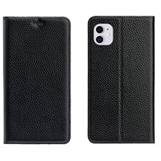 Funda de Cuero Cartera con Soporte Carcasa T17 para Apple iPhone 11 Negro