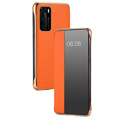 Funda de Cuero Cartera con Soporte Carcasa T17 para Huawei P40 Naranja