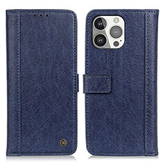 Funda de Cuero Cartera con Soporte Carcasa T18 para Apple iPhone 13 Pro Max Azul