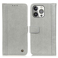 Funda de Cuero Cartera con Soporte Carcasa T18 para Apple iPhone 13 Pro Max Gris