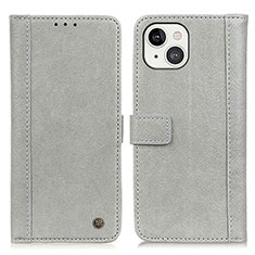 Funda de Cuero Cartera con Soporte Carcasa T18 para Apple iPhone 14 Plus Gris