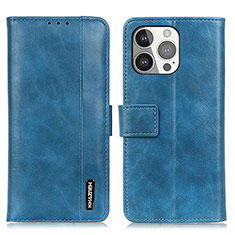 Funda de Cuero Cartera con Soporte Carcasa T20 para Apple iPhone 14 Pro Max Azul