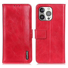 Funda de Cuero Cartera con Soporte Carcasa T20 para Apple iPhone 14 Pro Max Rojo