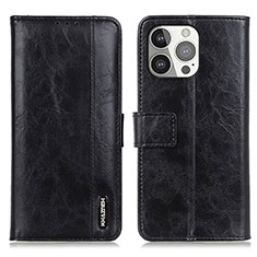 Funda de Cuero Cartera con Soporte Carcasa T20 para Apple iPhone 15 Pro Max Negro