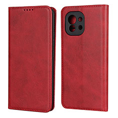 Funda de Cuero Cartera con Soporte Carcasa T20 para Xiaomi Mi 11 Lite 5G NE Rojo