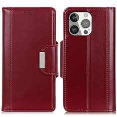 Funda de Cuero Cartera con Soporte Carcasa T22 para Apple iPhone 13 Pro Rojo