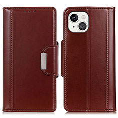 Funda de Cuero Cartera con Soporte Carcasa T22 para Apple iPhone 14 Marron