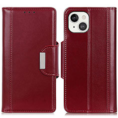 Funda de Cuero Cartera con Soporte Carcasa T22 para Apple iPhone 14 Rojo