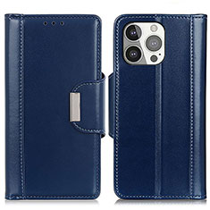 Funda de Cuero Cartera con Soporte Carcasa T22 para Apple iPhone 15 Pro Azul