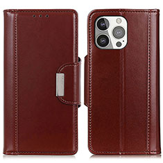 Funda de Cuero Cartera con Soporte Carcasa T22 para Apple iPhone 15 Pro Max Marron