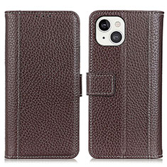 Funda de Cuero Cartera con Soporte Carcasa T23 para Apple iPhone 13 Mini Marron