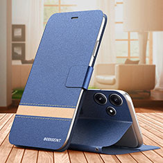 Funda de Cuero Cartera con Soporte Carcasa TB1 para Xiaomi Poco M6 Pro 5G Azul