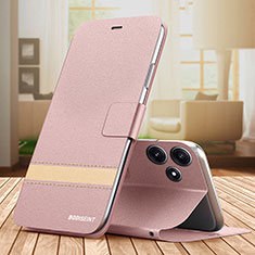 Funda de Cuero Cartera con Soporte Carcasa TB1 para Xiaomi Poco M6 Pro 5G Oro Rosa