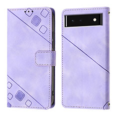 Funda de Cuero Cartera con Soporte Carcasa Y01B para Google Pixel 6 5G Morado