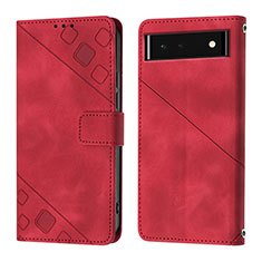 Funda de Cuero Cartera con Soporte Carcasa Y01B para Google Pixel 6 5G Rojo