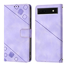 Funda de Cuero Cartera con Soporte Carcasa Y01B para Google Pixel 6a 5G Morado