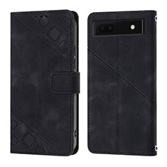 Funda de Cuero Cartera con Soporte Carcasa Y01B para Google Pixel 6a 5G Negro