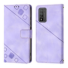 Funda de Cuero Cartera con Soporte Carcasa Y01B para Huawei Honor 10X Lite Morado