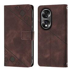 Funda de Cuero Cartera con Soporte Carcasa Y01B para Huawei Honor 70 5G Marron