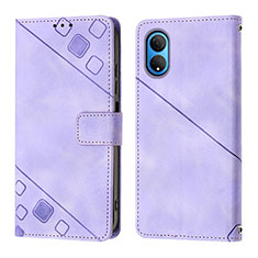 Funda de Cuero Cartera con Soporte Carcasa Y01B para Huawei Honor X7 Morado