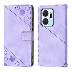 Funda de Cuero Cartera con Soporte Carcasa Y01B para Huawei Honor X7a Morado