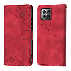 Funda de Cuero Cartera con Soporte Carcasa Y01B para Huawei Honor X8 4G Rojo