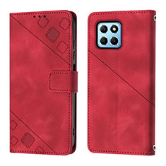 Funda de Cuero Cartera con Soporte Carcasa Y01B para Huawei Honor X8 5G Rojo