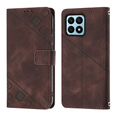 Funda de Cuero Cartera con Soporte Carcasa Y01B para Huawei Honor X8a 4G Marron