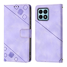 Funda de Cuero Cartera con Soporte Carcasa Y01B para Huawei Honor X8a 4G Morado