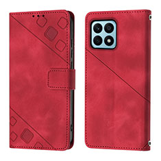 Funda de Cuero Cartera con Soporte Carcasa Y01B para Huawei Honor X8a 4G Rojo